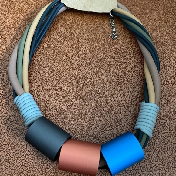 Necklace Fashion Statement Faux Cords Metal Alloy Geometric Urban - Picture 1 of 6